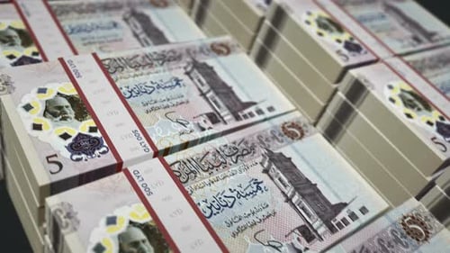 Lot de billets de banque en dinars libyens à boucle fluide