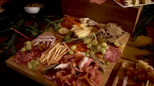 Festive Christmas Charcuterie Board with Meats and Cheeses
