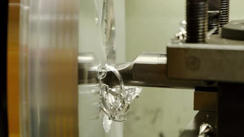 Metal lathe, turning the inside of an aluminum element