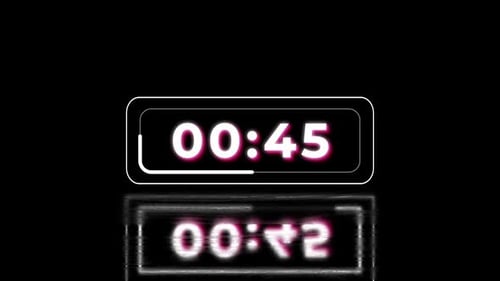 1-Minuten-Countdown, eine Minute, Digitaluhr, Timer mit Box-Animation