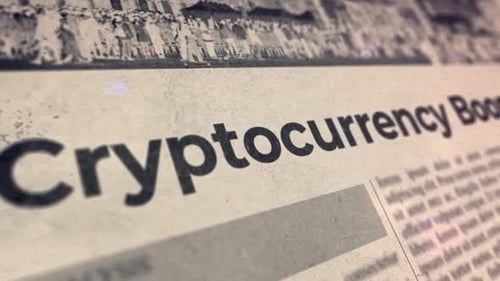 Retro Newspaper Headline Reveal with Glitch Effect