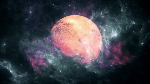 Cosmic Animated Planet in Swirling Nebula Background