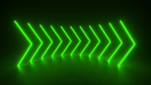 Green Neon Arrow Pattern on Black Background