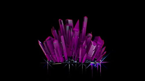Animated Crystal Cluster with Glowing Purple and Blue Effects