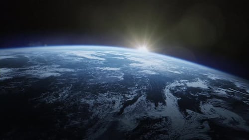 Planet Erde im Weltraum mit Sternen und atmosphärischem Leuchten