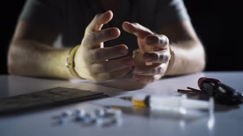 Man in Handcuffs With Drugs and Money
