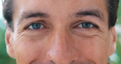 Intense Blue Eyes of a Focused Man