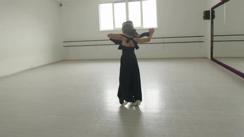 Little Boy and Girl Waltzing in a Dancing Hall