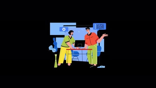 Deux personnes collaborant dans un espace de travail moderne