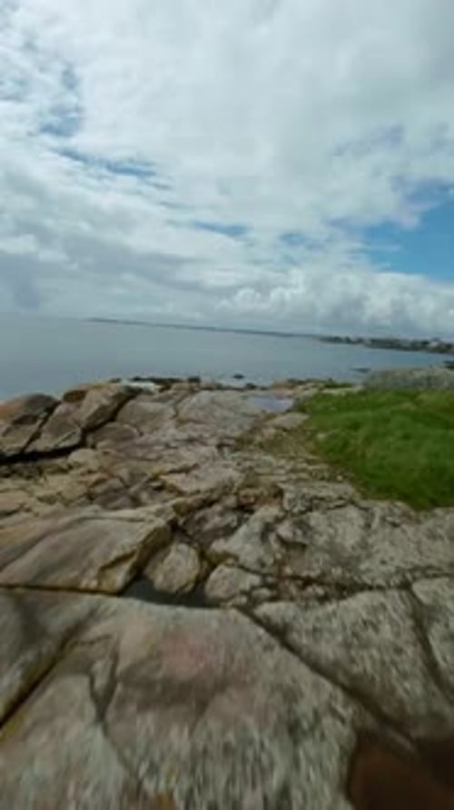Sea and Coast, Brittany, France - A Calm Coastal Town Stretches Along Rocky Shores, Where Clear