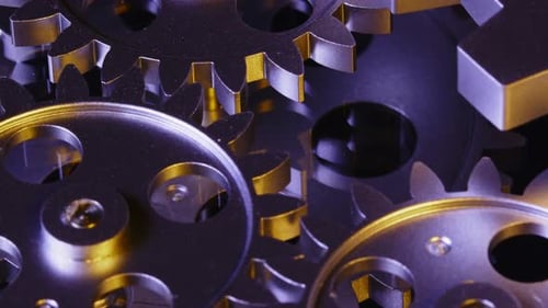 Metal Gears Turning in Close Up Shot