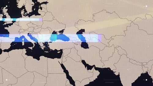 Animated World Map Country Highlight Digital Glitch