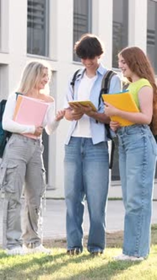Students Chatting and Laughing on Campus