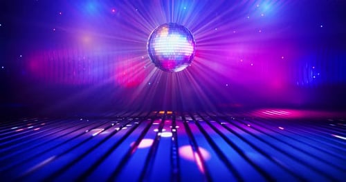 Retro disco animation. VJ loop. Disco style. Bright lights. Dance music. Looping 3D animation