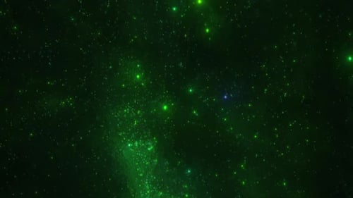 Lichterschleife mit grünen Partikeln im Weltraum