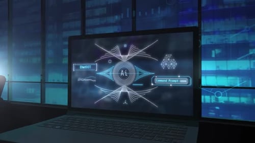 Die Arbeit künstlicher Intelligenz, die auf einem Firmen-Laptop läuft