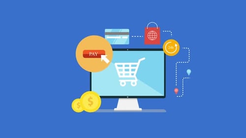 Online Shopping E-commerce Process Flat Design Animation