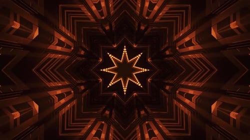 Abstract Golden Star Kaleidoscope Loop Background