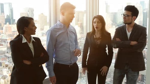Group of Young Diverse Multiracial Business People Meeting in City Office
