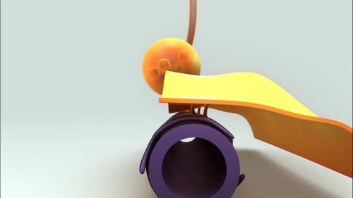 Animation médicale montrant le processus de libération des vésicules synaptiques des neurones