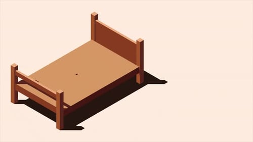 Minimalist Isometric Bed Setup Animation
