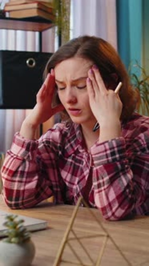 Stressed Sad Business Woman Losing Job Having Financial Problems at Home Office Workplace Bankruptcy