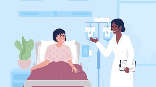 Doctor and Patient Consultation in Hospital Room Animation