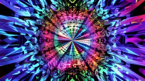 Abstrakter 3D-Regenbogen-Kristall-Kaleidoskop-Tunn mit bewegter Grafik