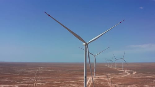 Wind Farm in Vast Desert Plain