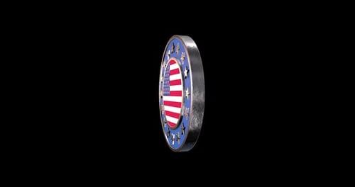 Animated 3D American Flag Emblem Spinning Badge Reveal