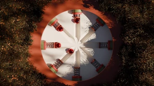 Animation 3D en boucle de boules coulissantes