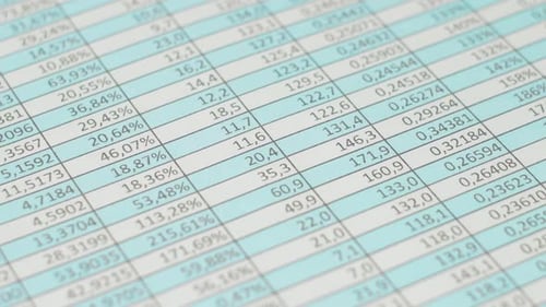 Documento de informe financiero con tabla con números de cerca