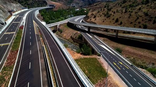 Highway and Bridge in Mountains