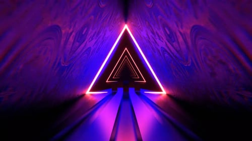 Deep Blue And Red Triangular Alien Neon Corridor Background Vj Loop I 4K