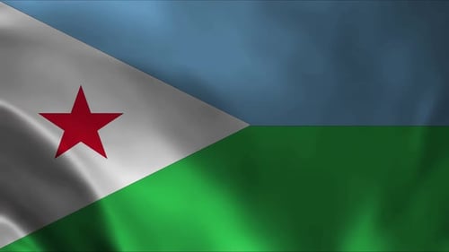 Djibouti National Flag Waving in Realistic Fabric Motion