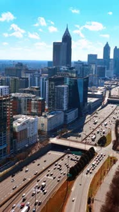 Picturesque bright urban landscape on sunny day. Drone footage of Atlanta, Georgia, USA