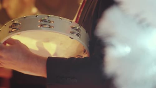 Man playing on tambourine drum music Instruments