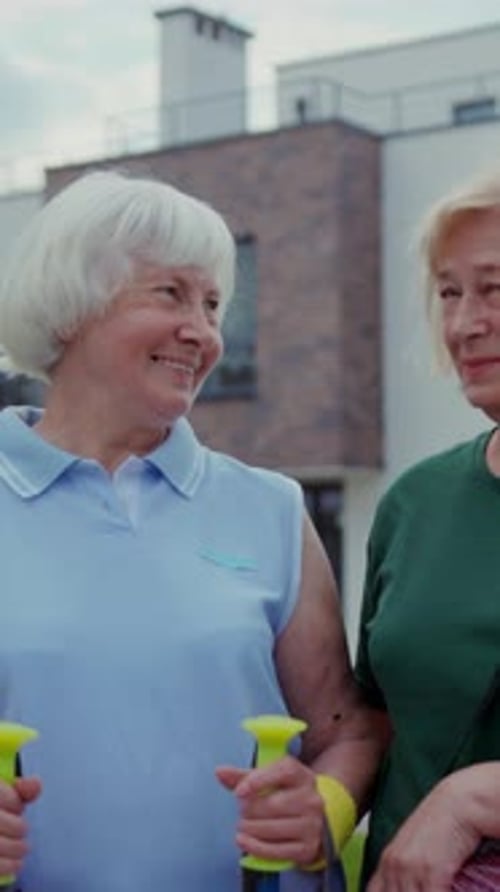 Senior Women Smiling in Suburban Setting