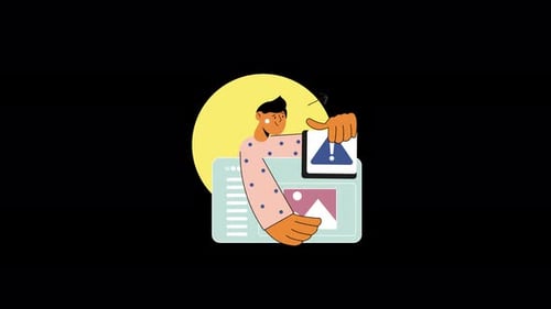 Creative digital illustration of a person with a digital device