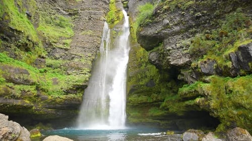 Upper Gluggafoss Waterfall on Iceland South Coast and Reykjanes Peninsula.