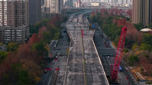 Cranes are Used to Take Apart an Elevated Highway in China