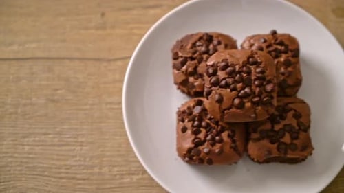 Delicious Chocolate Chip Brownies on a Plate