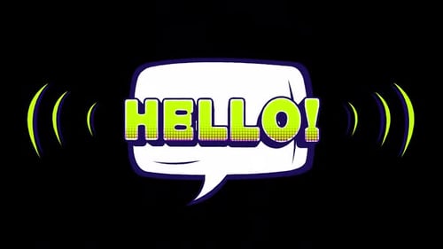 Animated Hello Speech Bubble Greeting Pop Art Style