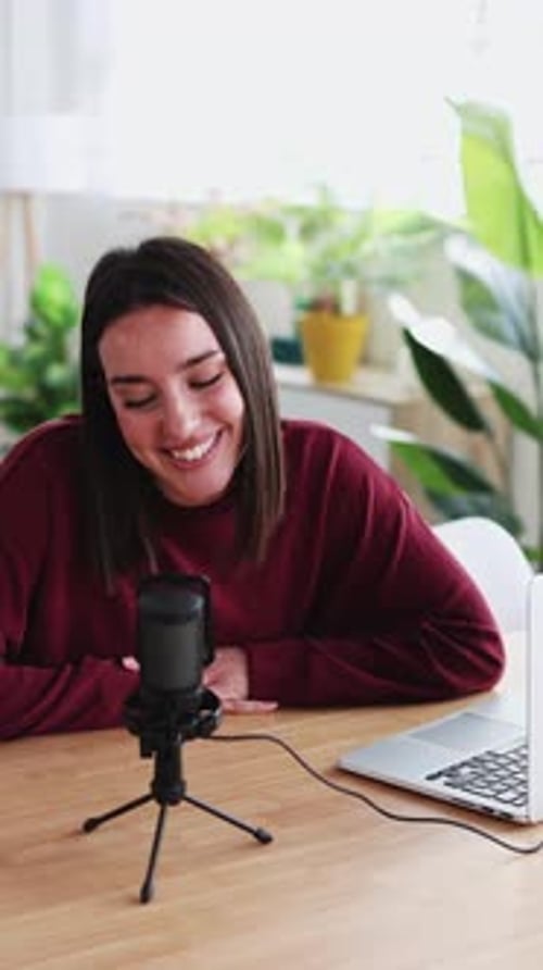 Young Adult Recording Podcast at Home