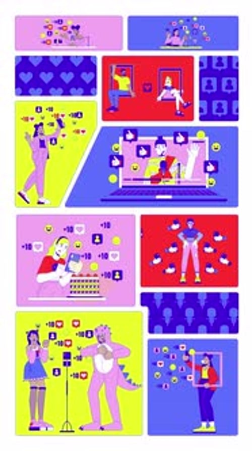 Animated Flat Design Social Media Engagement and Follower Boost