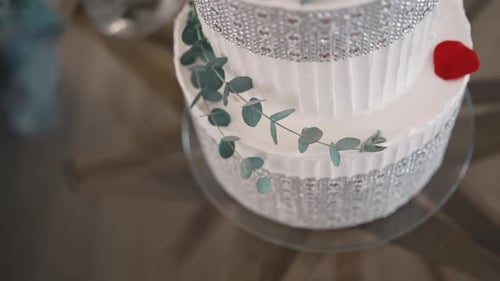 Elegant Wedding Cake with Silver Accents
