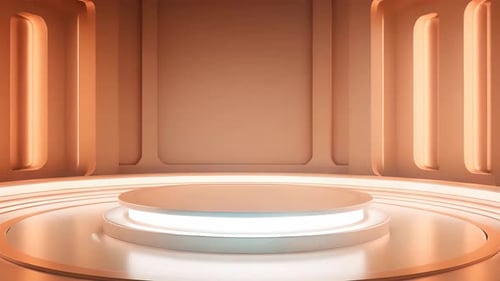 podium Futuristic showcase with platform for product displaying. Empty modern stage display