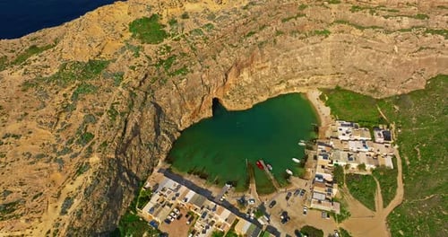 Aerial View of Blue Hole on Gozo Island Malta