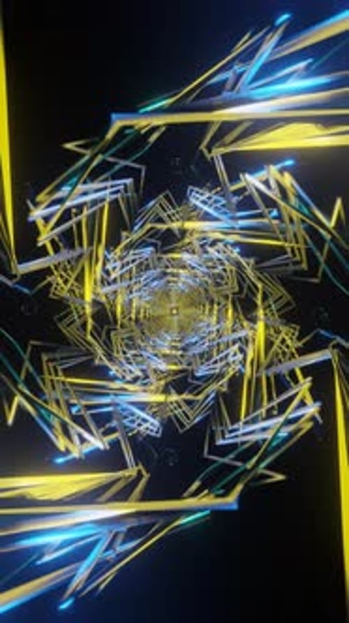 Dynamic Neon Geometric Tunnel Loop Background