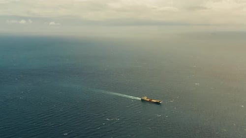 Cargo Ship in the Open Blue Sea Philippines